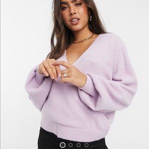 Lilac V Neck Wrap Sweater